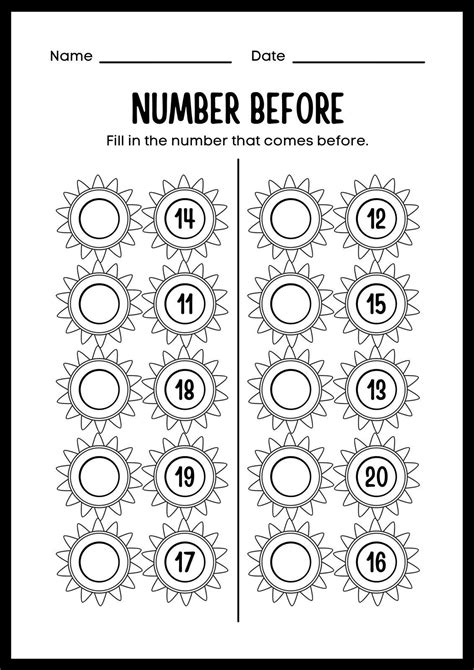 Fun Math Practice: What Number Comes Before Worksheet