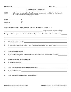 Family Tree BAffidavitb - Fill and Sign Printable Template Online