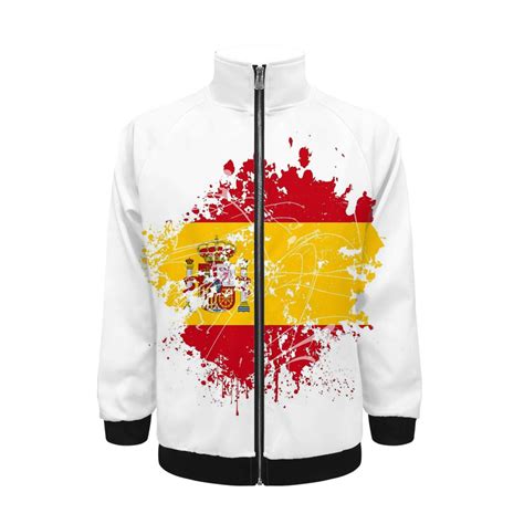 Spanish Flag Jacket Men's Street Cool Long Sleeves Coat Personality ...