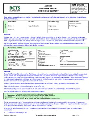 Fillable Online ACCESS BCTS CHK-002 PRE-WORK REPORT as a protected form ...