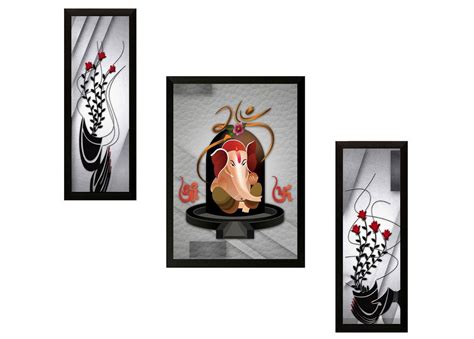 SAF paintings Diwali Gift UV Textured Ganesh Modern Art Print Framed ...