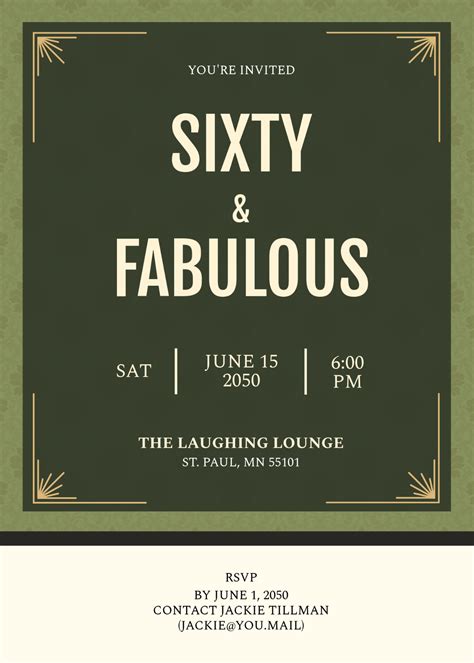 Free 60Th Birthday Invitation Templates, Editable and Printable