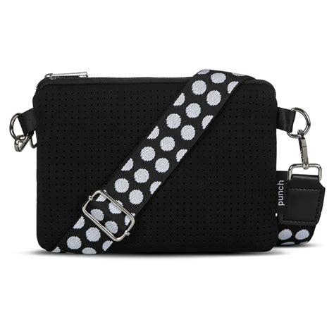 Punch Neoprene Handbag Small Cross Body Travel Bag/Purse w/BLK/WHT ...