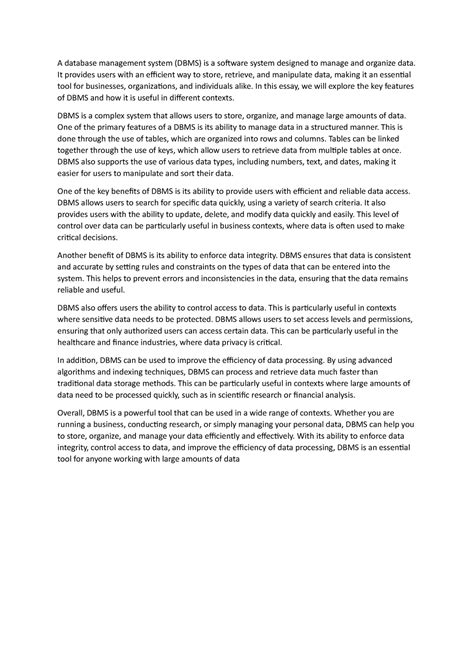 Database Management System - A database management system (DBMS) is a ...