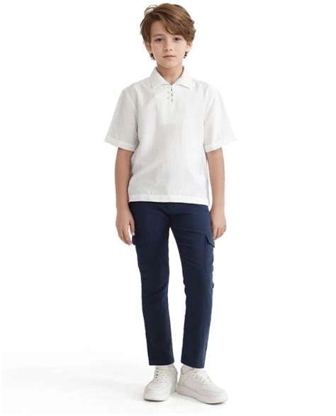 Rare Ones Kids Chad White Viscose Blend Half Sleeve Button Solid Regul