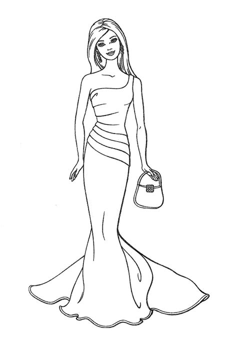 Cute Barbie Coloring Pages drawing free image download