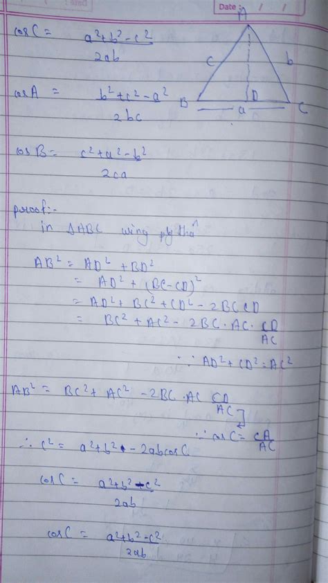 What is Cosine rule's formula write in brief and the best will be ...