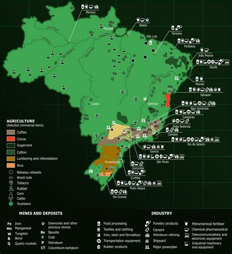 Brazil natural resources map - Map of Brazil natural ressources (South ...