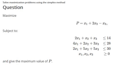 Image result for Simplex Method Maximization Example Problems 2 Slack Variables