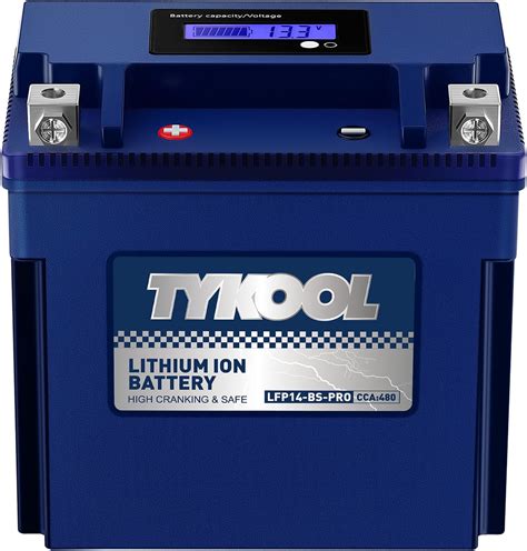 TYKOOL YTX14-BS/YTX14H Lithium LiFePO4 Motorcycle Battery,12V 8Ah ...