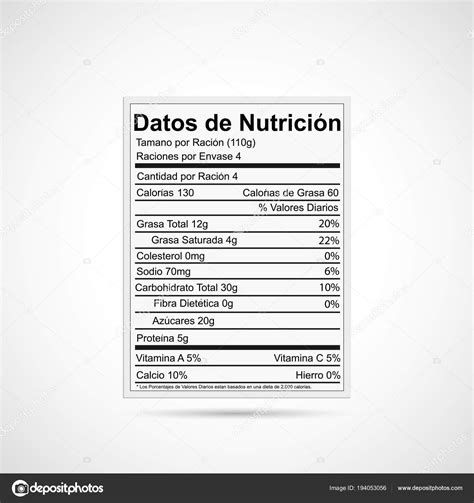 Nutrition Facts Label Isolated On White Stock Illustration Fresh Food