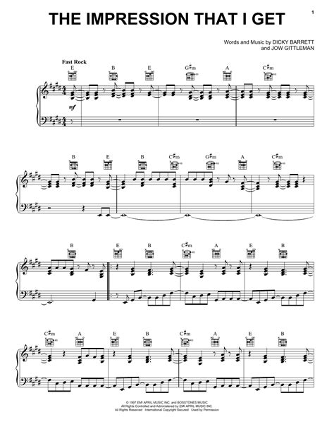 The Impression That I Get by The Mighty Mighty Bosstones Sheet Music ...