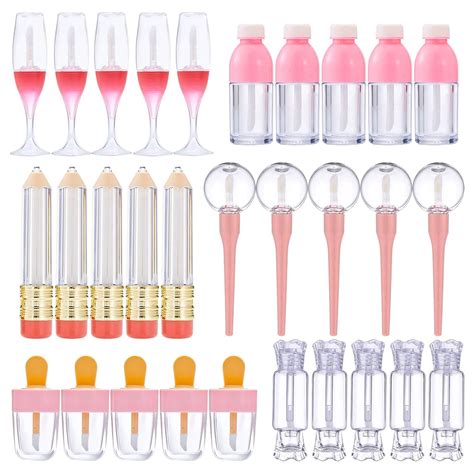 30 Pcs Cute Empty Lip Gloss Tubes,Vankcp 6 Styles Lip Glaze Tubes ...