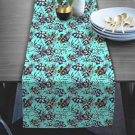 Buy RADANYA Leaf Print Table Runners Tafeta Silk Table Runner Long ...