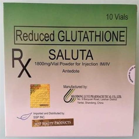 Buy Saluta 1800 mg Reduced Glutathione Skin Whitening Injection 10 Sessions