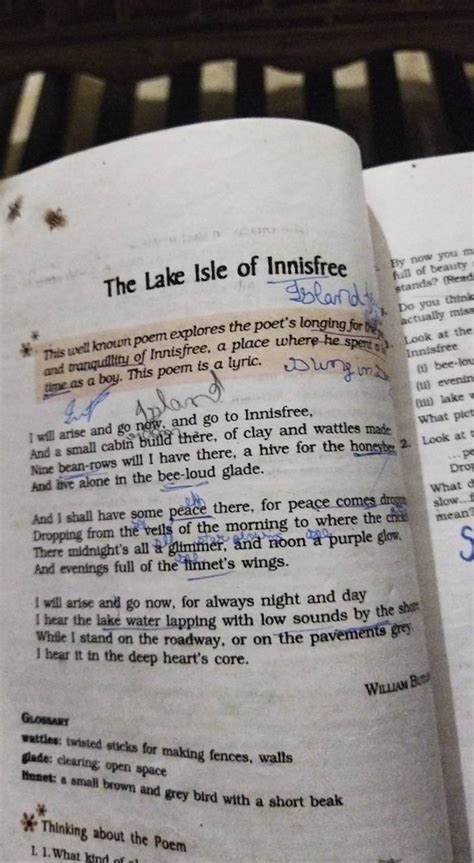 The Lake Isle of Innisfree This well known poem explores the poet's longi..