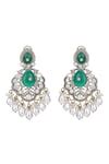 Buy Green Crystals, Pearls Blooming Petal American Diamond Studded ...