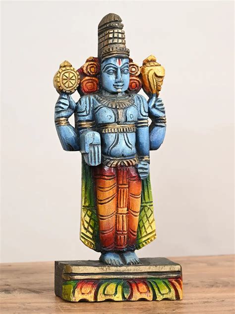 Lord Vishnu wooden idol 12" – Sengottuvel Wood Carvings