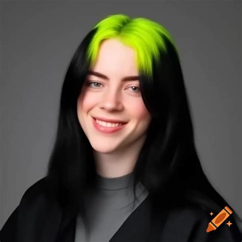 Professional portrait of Billie Eilish for LinkedIn profile on Craiyon