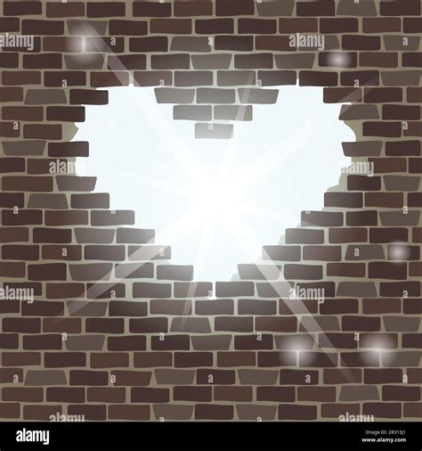 Light coming out of a heart-shaped hole in a brick wall Stock Vector Image & Art - Alamy