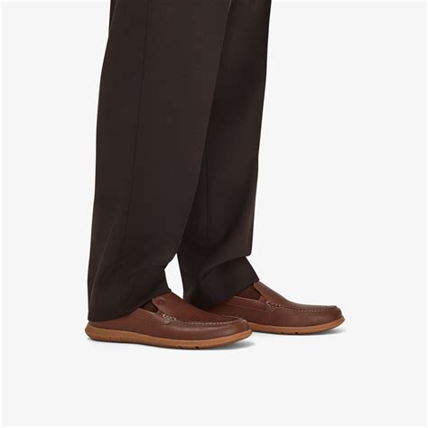 Mens Flexway Step Light Brown Leather Loafer Slip On Shoes