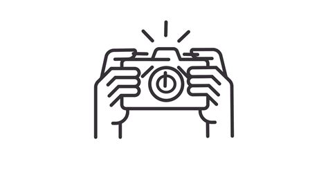 Taking picture icon animation. Animated line hands holding photo camera ...