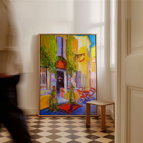 Buy Sunny Courtyard Cafe, Abstract Painting Wall Art Online at Best ...