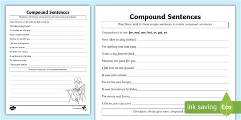 Writing Compound Sentences Activity (teacher made)