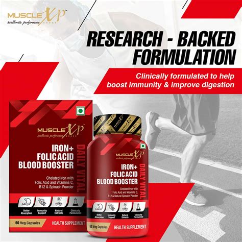 Buy MUSCLEXP IRON + FOLIC ACID BLOOD BOOSTER DAILY VITAL, 60 VEG ...