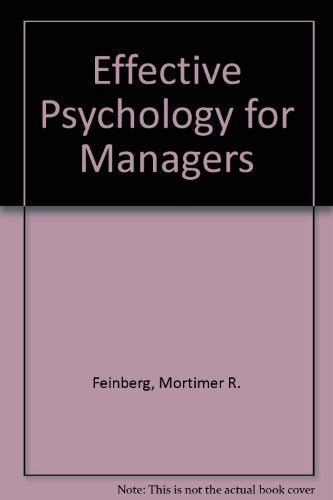 Buy Effective Psychology for Managers Book Online at Low Prices in ...