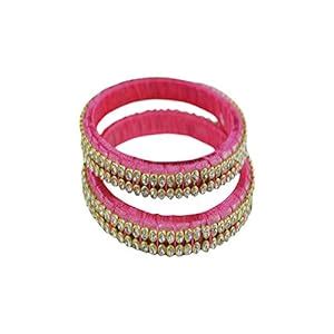 Buy Uthik Handicraft Silk Thread Bangles For Girl's , Pink (USTB4-2.10 ...