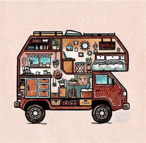 Red Camper Van Tutorial Draw 的图像结果