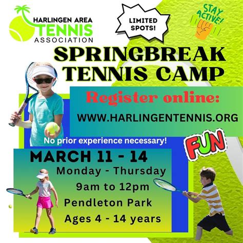 Kids Spring Break Tennis Camp 2024, Pendleton Park, Harlingen, 11 March ...