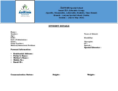 IEP for Educable Group at Aaryan Special School (Noida) - Studocu