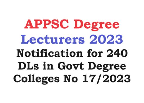 APPSC Degree Lecturers 2023 Notification for 290 DLs in Govt Degree ...