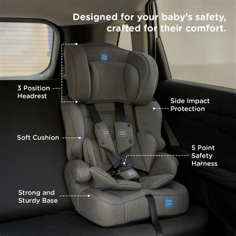 Infant Grey Car Seat with 3-Position Headrest & Side Impact Protection