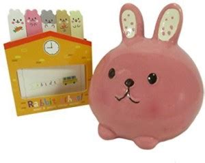 Daiso Chubby Bunny Piggy Savings Bank Ceramic Pink With Bunny Page ...
