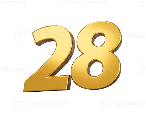Gold number 28 Twenty eight shiny 3d number 28 made of gold 3d ...