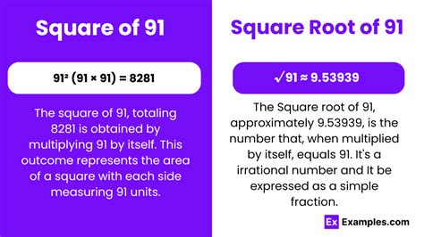 Square & Square Root of 91 - Methods, Calculation, How to find