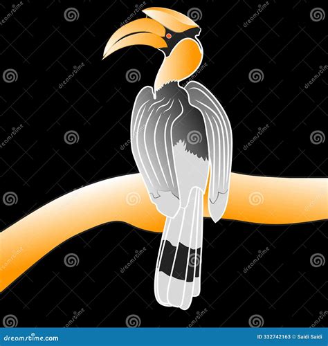 Big Beak Bird Pose Looking To the Side Stock Illustration ...