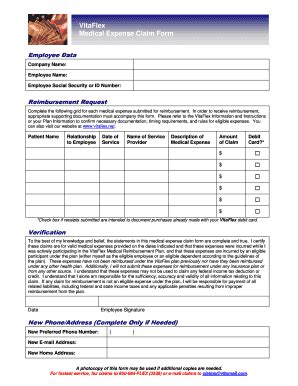 VitaFlex Medical Expense Claim Form - Fill and Sign Printable Template ...