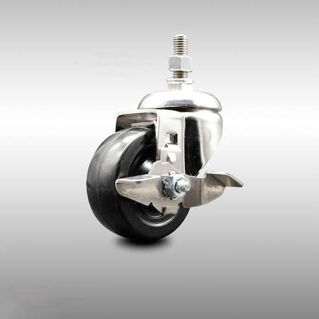 Service Caster 3.5 Inch 316SS Hard Rubber Wheel Swivel 10mm Threaded ...