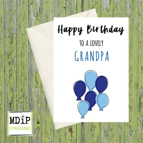 Grandpa Birthday Card Birthday Card for Grandpa Blue Balloon - Etsy