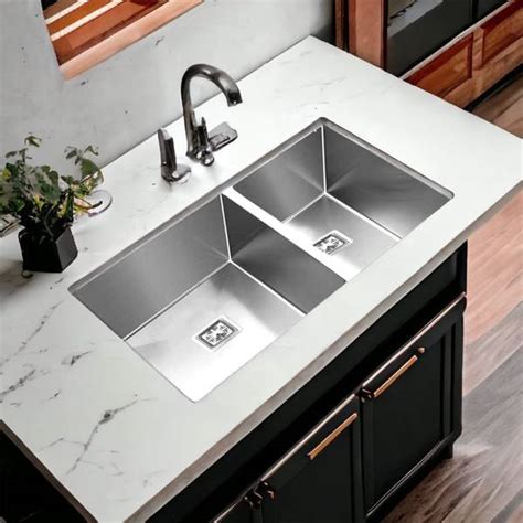 MESSINA 45 X 20 X 10 Handmade Kitchen Sink Double Bowl Matt Finish ...