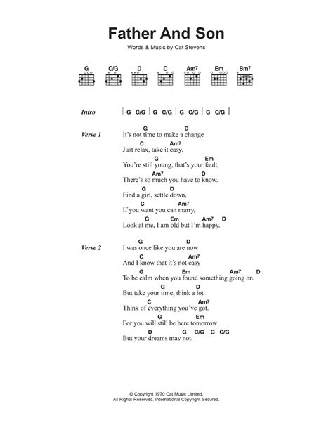 Father And Son by Cat Stevens Sheet Music for Guitar Chords/Lyrics at ...