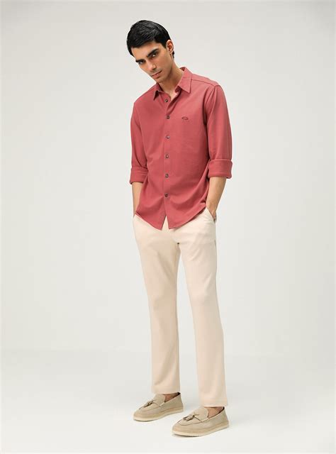 Buy Rose Vale Shirt | Semi Casual Red Cotton Shirt for Men Online | Andamen