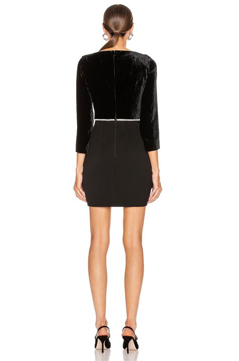 Miu Miu Square Neck Bow Mini Dress in Black | FWRD