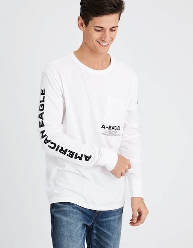 Buy American Eagle Men White Long Sleeve Graphic Tee Online