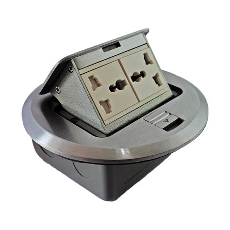 Surer 1015 2 Gang Pop-up Floor Outlet, Round Type (Aluminum) with FREE ...