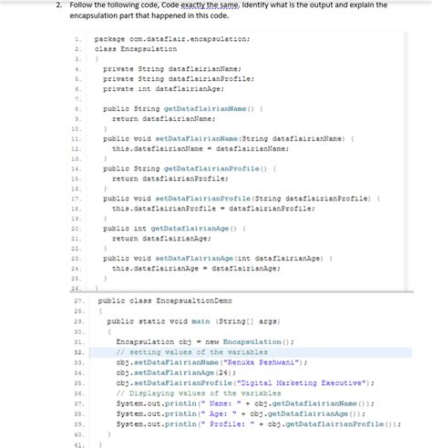 Encapsulation Sample Code Java 的图像结果